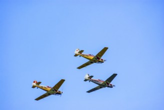 Moravan Zlin Z-526 aeroplane during an aerobatic display at the Rossfeld airfield in