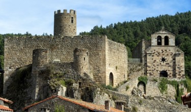 Saint Andre de Chalencon village. Castle and Chapel of Chalencon. Haute Loire. Auvergne Rhone Alpes