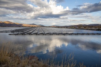 Park City, Utah - Floating solar panels provide power for Mountain Regional Water. The solar array