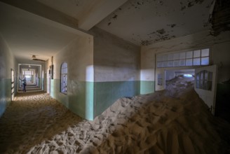 Former hospital full of sand, Kolmanskop, restricted diamond area, Karas region, Namibia