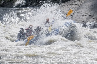 A group of people white water rafting, Costa Rica, Central America