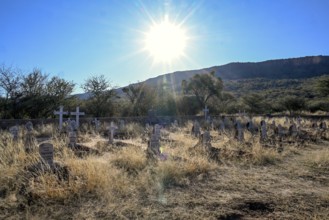 Graves at the German military cemetery at Waterberg, Otjozondjupa region, Namibia