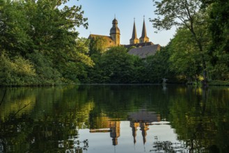 View of the monastery church of Marienmünster Abbey, a former Benedictine monastery, with