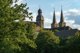 View of the monastery church of Marienmünster Abbey, a former Benedictine monastery, Teutoburg