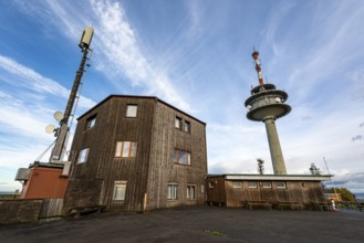 Köterberghaus and radio tower on the Köterberg, a popular excursion destination for motorbike