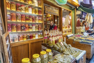 Stall with fruit and vegetables at the market in Karaköy, Istanbul, Turkey
