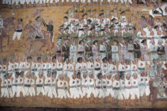 Mural painting in the Daria Daulat Bagh or Tipu Sultan's Summer Palace, Srirangapatna, Karnataka,