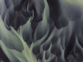 River, river course, river delta, aerial view, sediments, structures, South Iceland, Iceland