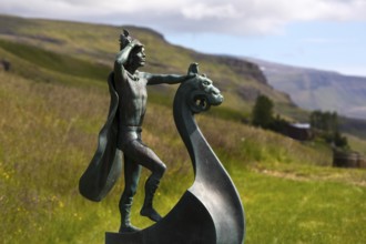 Statue of Leifur Eiríksson, the discoverer of America, who was born here, Eiríksstadir Museum,