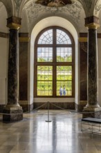 Interior design and exhibition rooms in the Würzburg Residence, imposing 18th century palace with