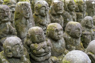 Rakan statues at Otagi Nenbutsuji Temple, stone, moss-covered, Ukyo-ku, Kyoto, Kyoto Prefecture,