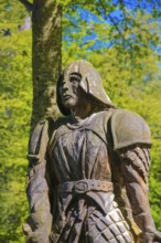 Knight of Lichtenstein, wooden sculpture sawn by Billy Tröge, artist, replica, large sculpture, for