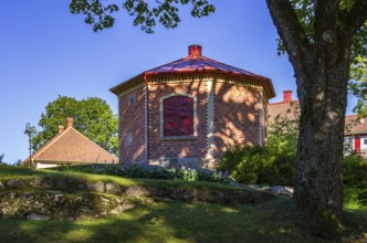 Historic building structures of Gustafsberg, a former spa and bathing resort on the Byfjord in