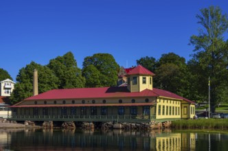 Former spa and bath building at Gustafsberg, a historic spa and bathing resort on the Byfjord in