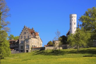 Lichtenstein Castle, fairytale castle of Württemberg, romantic fairytale castle on the eaves of the