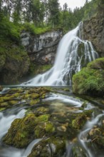 Summer nature experience at the Golling waterfall with lots of water, Golling an der Salzach,