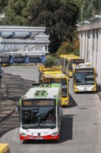 Public transport stop, bus station, local buses in Essen-Steele, bus and S-Bahn junction, Essen,