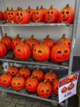 Mülheim, North Rhine-Westphalia, Germany - Decorative pumpkins for Halloween on 31 October were