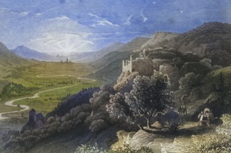 Streitberg Castle and town, climatic health resort, Franconian Switzerland, around 1850, district