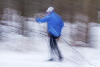 Person skiing, Slow motion image, City of Montreal, Province of Quebec, Canada, North America