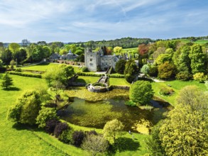 Sizergh Castle from drone, Helsington, Cumbria, England, United Kingdom