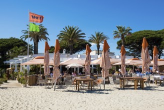 Beach bar Tahiti, Plage de Tahiti, Saint Tropez, Var, French Riviera, Provence-Alpes-Cote d'Azur,