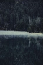 Sunrise with reflections in the Plansee in Tyrol in the Alps in Austria