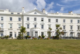 Historic terrace houses built c 1860s overlooking Plymouth Sound, Grand Parade, West Hoe, Plymouth,
