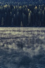 Autumn atmosphere on a cold morning in the Engadin in the Swiss Alps