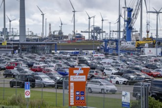 Car park at the ferry port of Eemshaven, in the Ems estuary ferry to the German North Sea island of