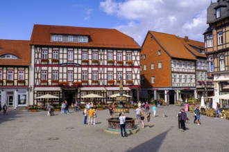Half-timbered houses on the market square, Wernigerode, Harz, Saxony-Anhalt, Germany