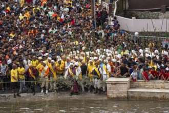 JOWAI, INDIA - JULY 14: People from the Pnar community attend the Behdienkhlam festival in Jowai,