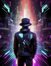 Abstract creative glitch overlay texture. Geometric pixel pattern, AI generated