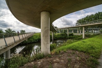 Ramp on the Liniebrug, bicycle and pedestrian bridge over the Amsterdam-Rhine Canal near the