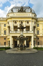 The Slovak National Theatre and the Ganymede Fountain on Hviezdoslav Square in Bratislava, Slovakia