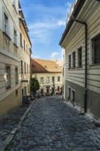 An alley in the old town centre at the entrance to Bratislava Castle, Slovakia