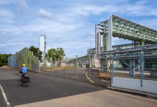 The factory bridge over the River Main in Kelsterbach, Hesse, Germany