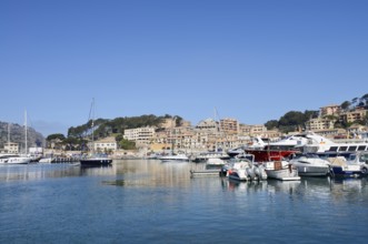 Boats in the harbour, Port De Soller, Majorca, Balearic Islands, Spain