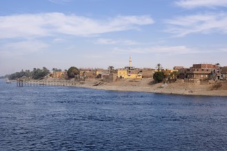 Houses on the banks of the Nile near Esna, Egypt