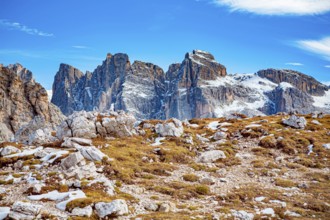 The Three Peaks in the Sesto Dolomites on the border between the provinces of Belluno in the south