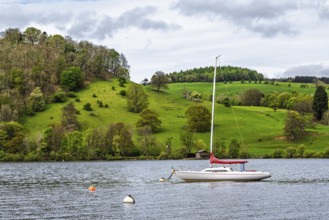 Boats on Ullswater Lake, Pooley Bridge, Lake District National Park, Cumbria, England, United
