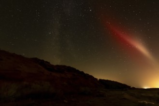 Northern Lights with Milky Way at the North Sea, Elbogen, List, Sylt, Schleswig-Holstein