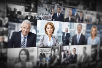 Collage of corporate mainstream media and international news coverage, AI generated