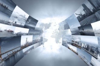 Concept of global international trade and commerce and interconnected businesses global