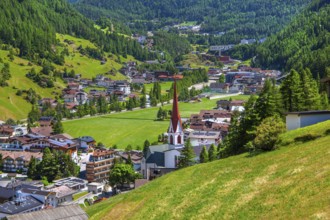 View of the village and the valley, Sölden, Ötztal, Ötztal Alps, Tyrol, Austria