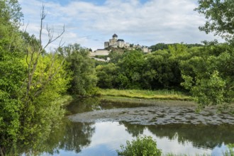 View of Trencín Castle from the banks of the Váh River, Capital of Culture 2026, Trencín, Slovakia