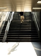 Pedestrians walking up a staircase in the summer heat, Capital of Culture 2026, Trencín, Slovakia