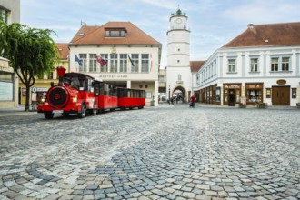 Little train in the old town centre of Trencín, Capital of Culture 2026, Trencín, Slovakia