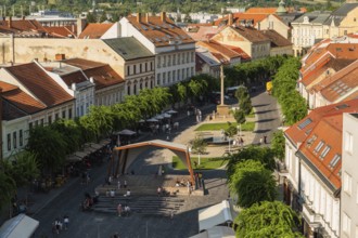 View from the city tower to the old town centre with plague column column, Capital of Culture 2026,
