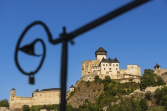 View of Trencín Castle from the city tower in the evening light, Capital of Culture 2026, Trencín,